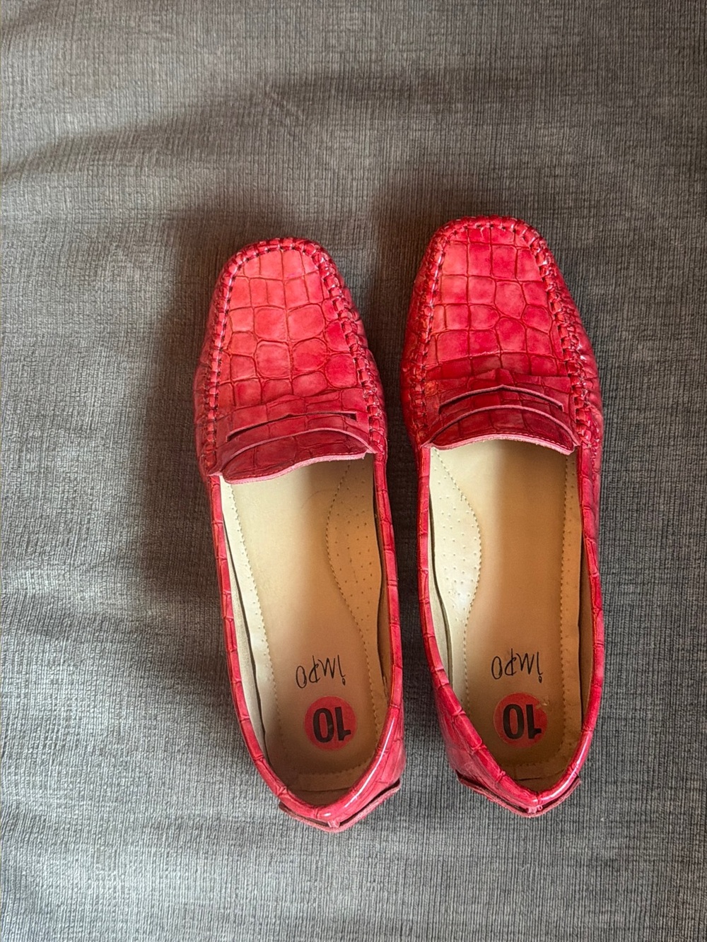 Impo Red Croc-Embossed Slip-On Loafers